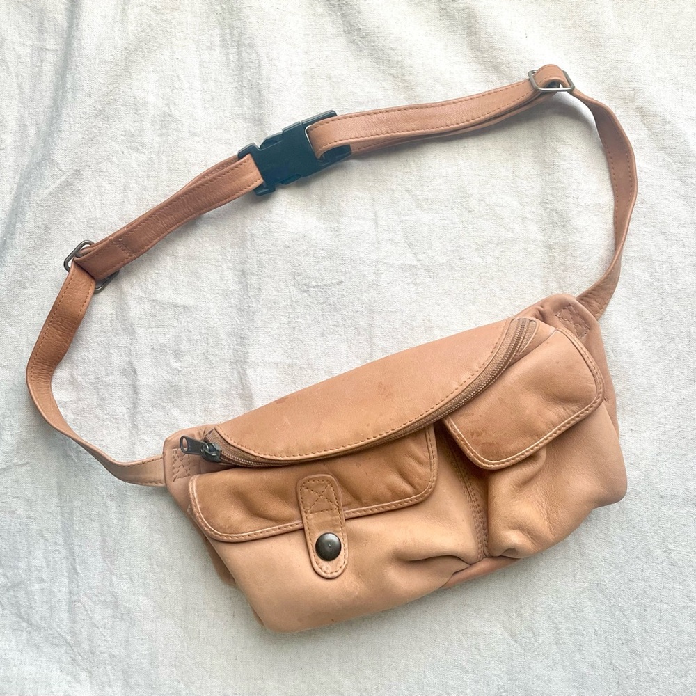 Vintage Tan Leather Belt/Crossbody Bag